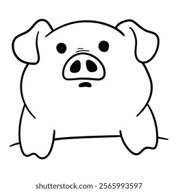 Hand drawn doodle cute pig face isolated on white background. Vector illustration.