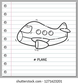 Hand Drawn Doodle Cute Plane Cartoon Illustration