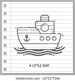 Hand Drawn Doodle Cute Ship Cartoon Illustration