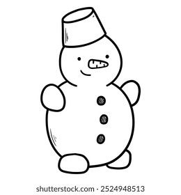 Hand drawn doodle cute snowman isolated on white background. Vector illustration.