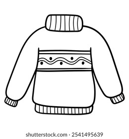 Hand drawn doodle cute warm sweater isolated on white background. Vector illustration.