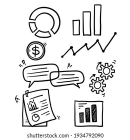 Hand Drawn Doodle Data Abstract Concept Vector Illustration Set Isolated