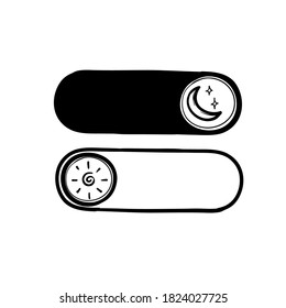 hand drawn doodle day night switch  button icon illustration vector isolated