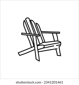 Hand drawn doodle Deck chair Line icon. Simple outdoor black outine element for summer holidays at beach or seaside symbol. Side view