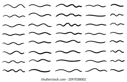 Hand drawn doodle decorative collection of squiggly lines isolated on white background vector illustration.	