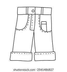 Hand drawn doodle denim shorts vector illustration