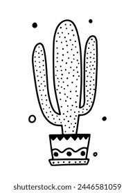 Hand drawn doodle desert cactus in pot vector clip art