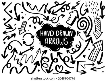 hand drawn doodle design elements. Hand drawn arrows, frames, borders, icons and symbols. Cartoon style infographics elements. white background.