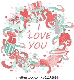 Hand drawn doodle design elements in vector illustration. For posters, prints, t-shirts and valentine's day, wedding, romantic events.