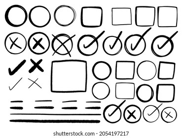 Hand drawn doodle design graphic elements. Hand drawn arrows circles and abstract doodle writing design. white background.