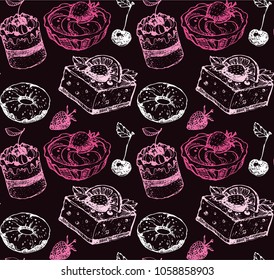 Hand drawn doodle dessert pattern