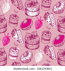 Hand drawn doodle dessert pattern