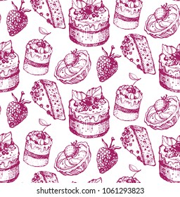 Hand drawn doodle dessert pattern