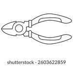 Hand drawn doodle diagonal cutting pliers, vector illustration, black outline. Great for electrical work, DIY projects, repair manuals, and construction illustrations