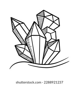 Hand drawn doodle diamond, gems icon, vector illustration.