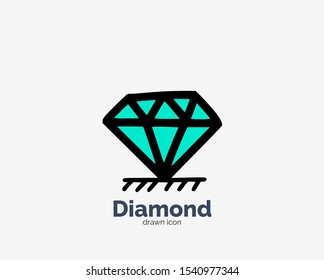 Hand drawn doodle diamond icon design