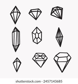 hand drawn doodle diamond doodle illustration collection
