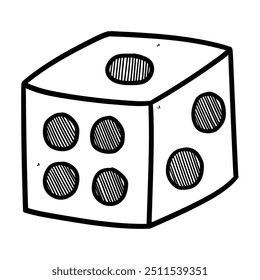 Dados de rabiscar desenhados à mão isolados sobre fundo branco. Ilustração vetorial.
