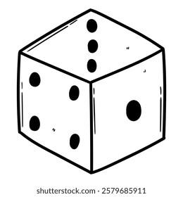 Hand drawn doodle dice isolated on white background. Vector illustration.