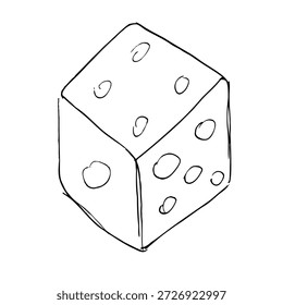 Dados de rabiscar desenhados à mão, vista isométrica.