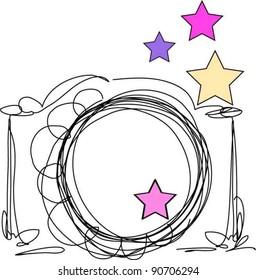 hand drawn doodle digital camera illustration with stars