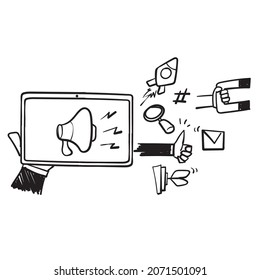 hand drawn doodle Digital Marketing Agency, Advertising Campaign concept illustration