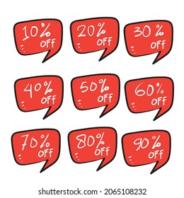 hand drawn doodle discount prize label illustration vector isolated