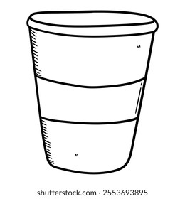 Hand drawn doodle disposable paper cup isolated on white background. Vector illustration.