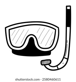 Hand drawn doodle diving mask isolated on white background. Vector illustration.