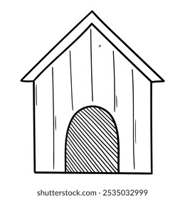 Hand drawn doodle dog house isolated on white background. Vector illustration.