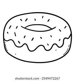 Hand drawn doodle donut isolated on white background. Vector illustration.