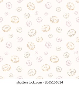 Hand Drawn Doodle Donut Pattern Background