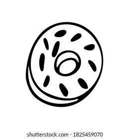 Hand drawn doodle donut. Sweets and pastries on a white background. Vector illustration.