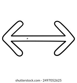 Hand drawn doodle double arrow isolated on white background. Vector illustration.