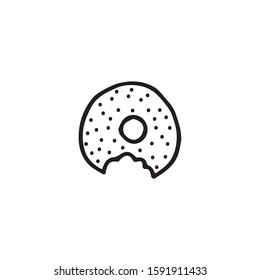 Hand drawn, doodle doughnut, donut vector icon isolated on a white background.