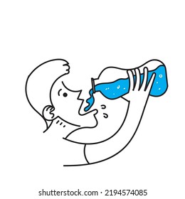 hand drawn doodle drink from bottle illustration vector isolated