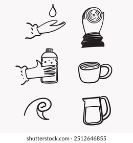 hand drawn doodle drinking water related illustration vector