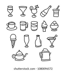 hand drawn doodle drinks icon set
vector illustration