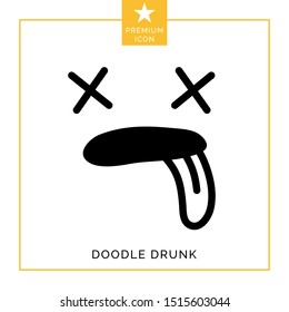 Hand drawn doodle drunk sleep emoticon cartoon.