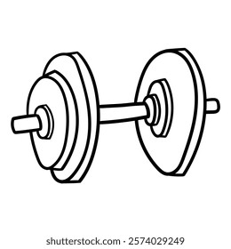 Hand drawn doodle dumbbell isolated on white background. Vector illustration.