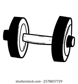 Hand drawn doodle dumbbell isolated on white background. Vector illustration.