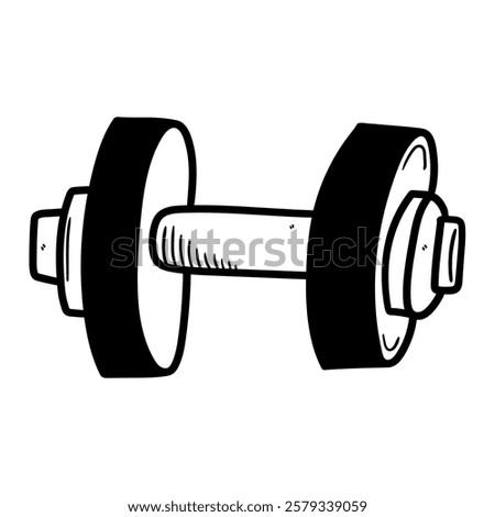 Hand drawn doodle dumbbell isolated on white background. Vector illustration.