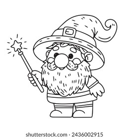 Hand drawn doodle dwarf icon. Outline family clipart. Hand drawn vector art.