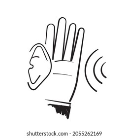 hand drawn doodle ear hearing illustration icon