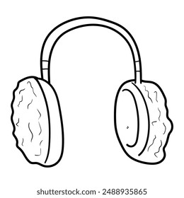 Auriculares de garabato dibujados a mano aislados sobre un fondo blanco. Ilustración vectorial.