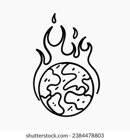 hand drawn doodle the earth is burning illustration vector