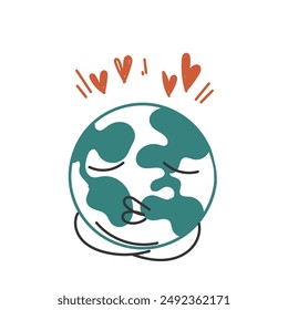 hand drawn doodle doodle earth with love sign