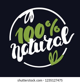 Hand drawn doodle eco green label - bio, vegan, healthy, organic