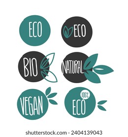 hand drawn doodle eco natural label illustration vector