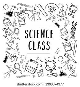 Hand Drawn Doodle Education School Science Class Element Background